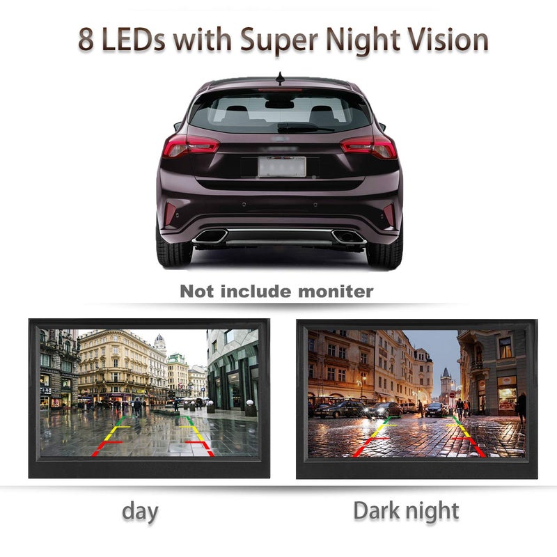 GLK License Plate Backup Camera HD Night Vision Rear View Camera with 8 LEDs 170Â° Viewing Angle Waterproof Backup Rear Camera for Cars - Image 5